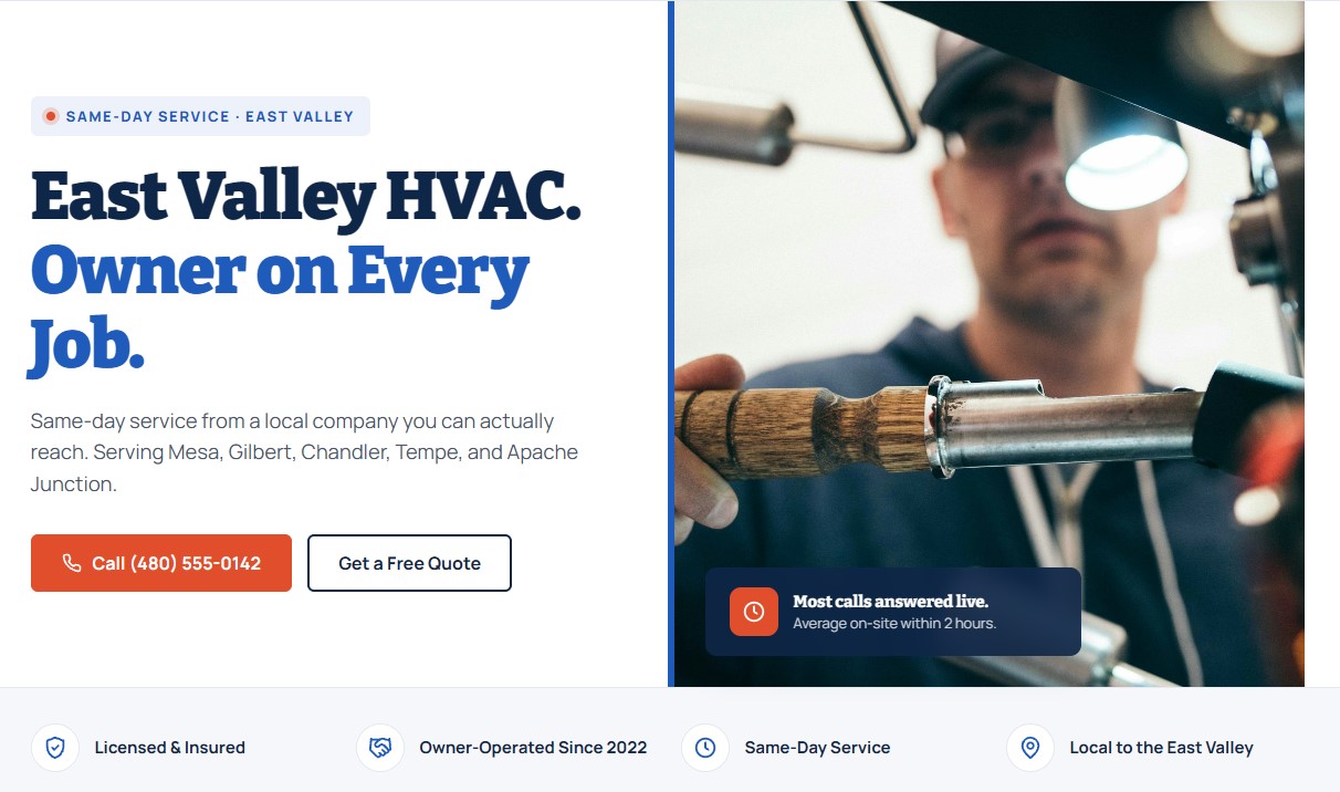 Preview of the Desert Air HVAC website